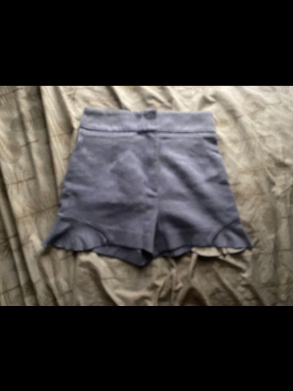 Zara Navy High-Waist Ruffle Hem Shorts